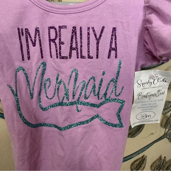 Squishy Cheeks “I’m Really a Mermaid” lavender onesie XL/18 mths NWT - Picture 2 of 7